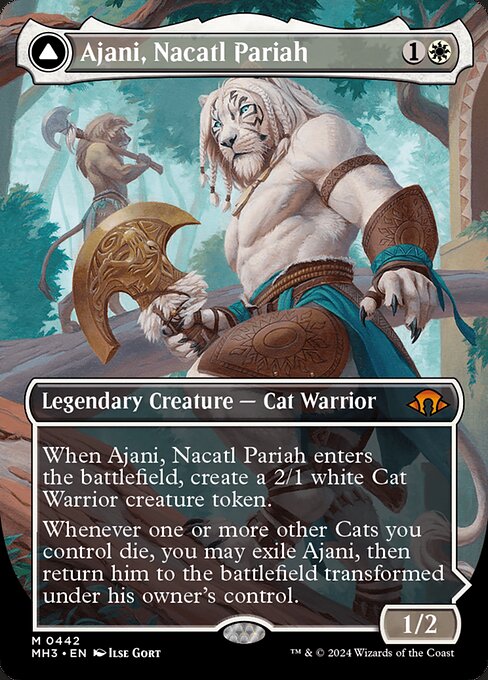 Ajani, Nacatl Pariah // Ajani, Nacatl Avenger — art by Ilse Gort