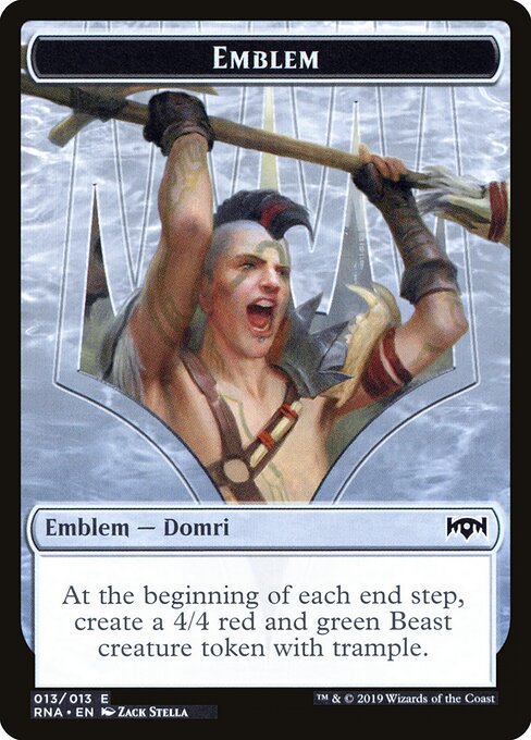 Domri, Chaos Bringer Emblem — art by Zack Stella