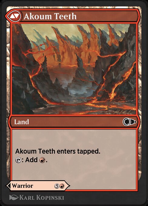 Akoum Warrior // Akoum Teeth — art by Karl Kopinski