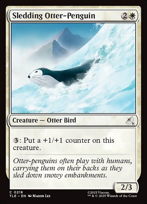 Sledding Otter-Penguin — art by Maojin Lee
