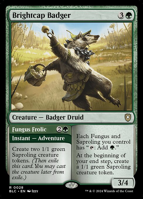 Brightcap Badger // Fungus Frolic — art by Izzy