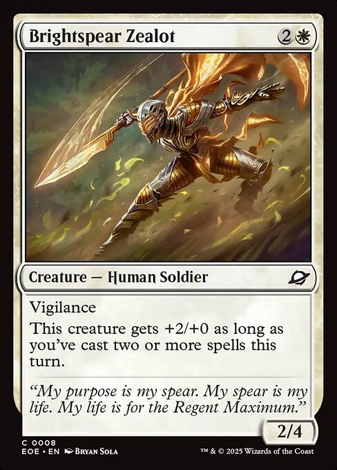 Brightspear Zealot — art by Bryan Sola