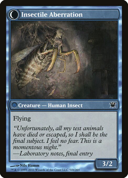 Delver of Secrets // Insectile Aberration — art by Nils Hamm