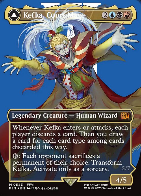 Kefka, Court Mage // Kefka, Ruler of Ruin — art by Rorubei