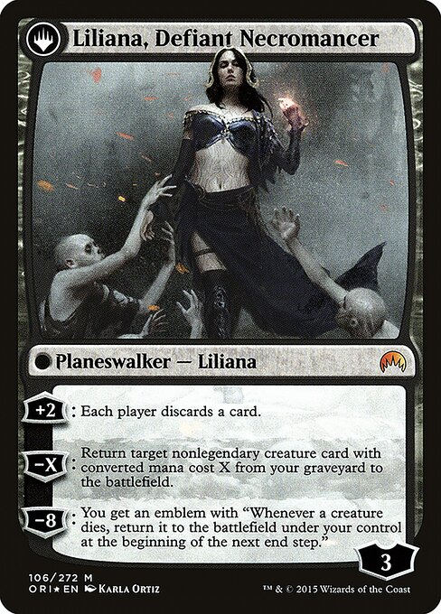 Liliana, Heretical Healer // Liliana, Defiant Necromancer — art by Karla Ortiz