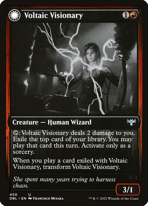 Voltaic Visionary // Volt-Charged Berserker — art by Francisco Miyara