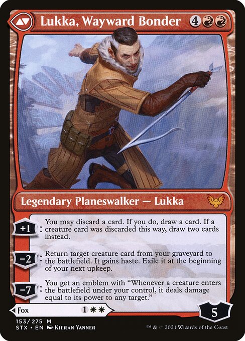 Mila, Crafty Companion // Lukka, Wayward Bonder — art by Kieran Yanner