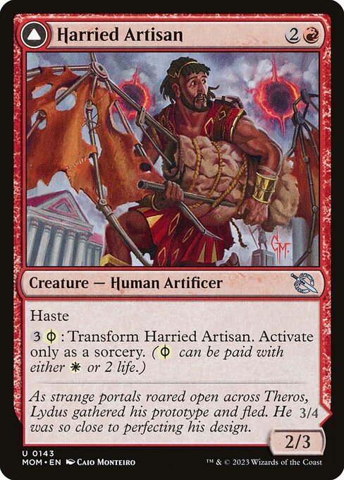Harried Artisan // Phyrexian Skyflayer — art by Caio Monteiro