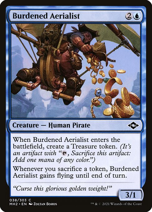 Burdened Aerialist — art by Zoltan Boros