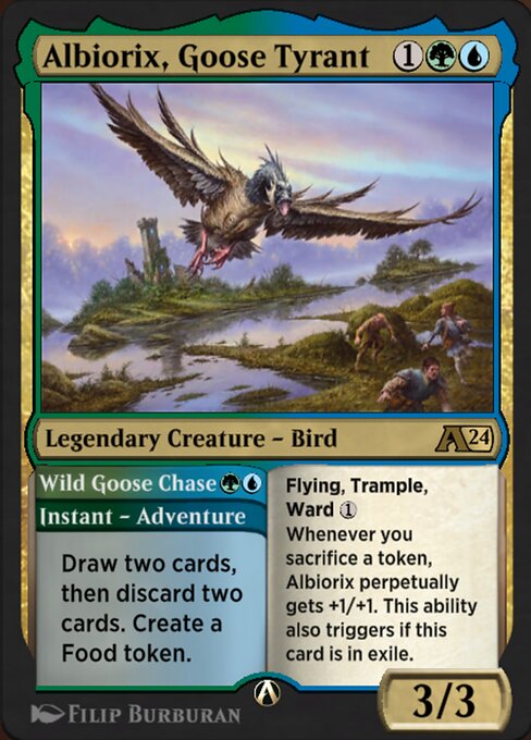 Albiorix, Goose Tyrant // Wild Goose Chase — art by Filip Burburan