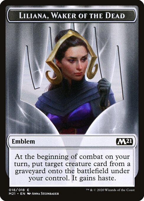 Liliana, Waker of the Dead Emblem — art by Anna Steinbauer
