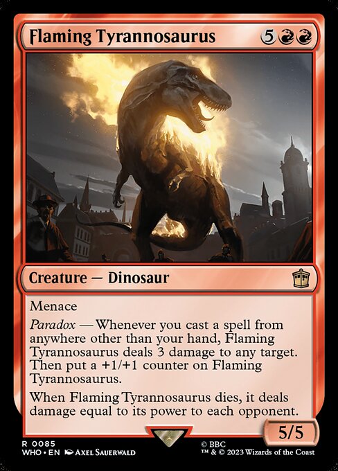 Flaming Tyrannosaurus — art by Axel Sauerwald