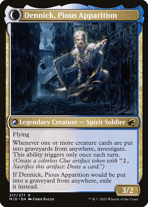Dennick, Pious Apprentice // Dennick, Pious Apparition — art by Chris Rallis