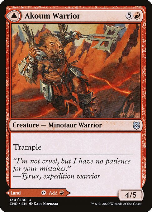 Akoum Warrior // Akoum Teeth — art by Karl Kopinski