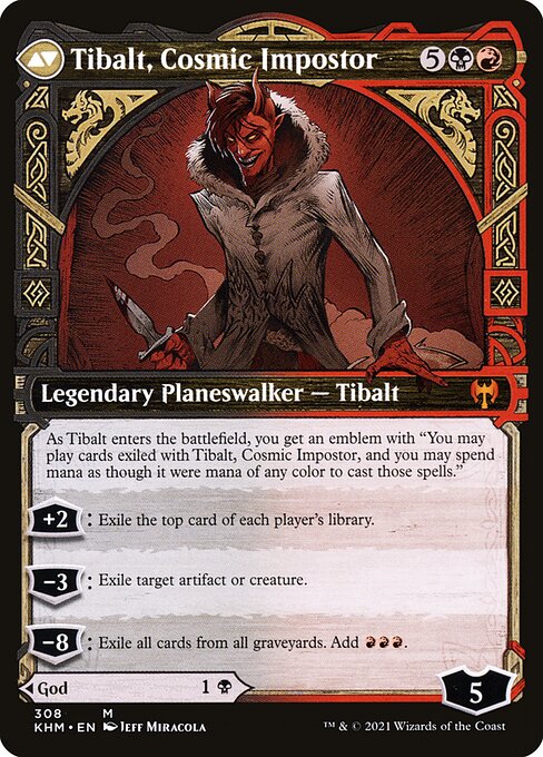 Valki, God of Lies // Tibalt, Cosmic Impostor — art by Jeff Miracola