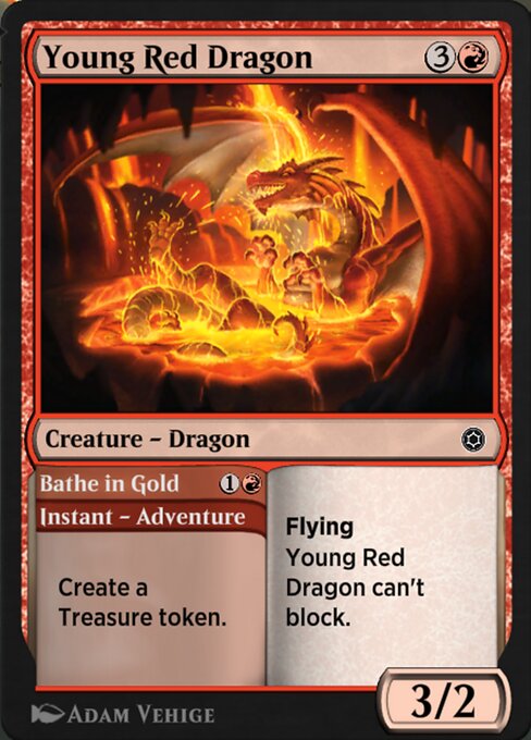 Young Red Dragon // Bathe in Gold — art by Adam Vehige