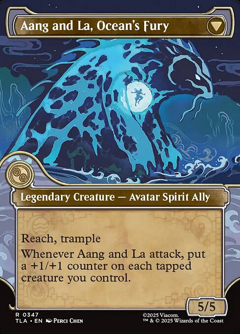 Aang, Swift Savior // Aang and La, Ocean's Fury — art by Perci Chen