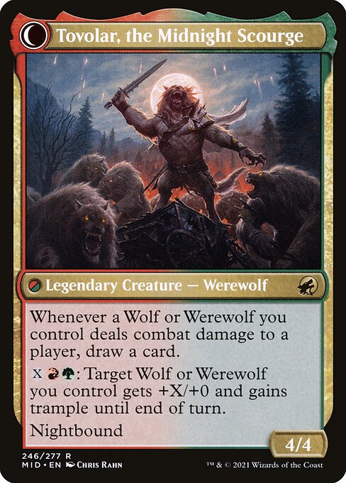Tovolar, Dire Overlord // Tovolar, the Midnight Scourge — art by Chris Rahn