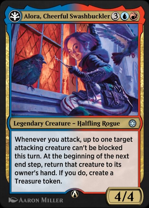 Alora, Cheerful Swashbuckler — art by Aaron Miller