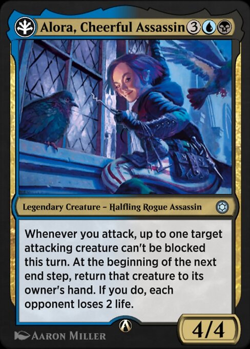 Alora, Cheerful Assassin — art by Aaron Miller