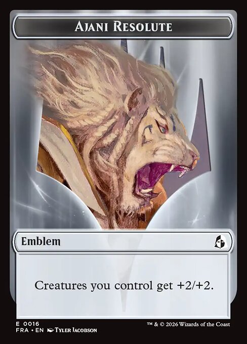 Ajani Resolute Emblem — art by Tyler Jacobson
