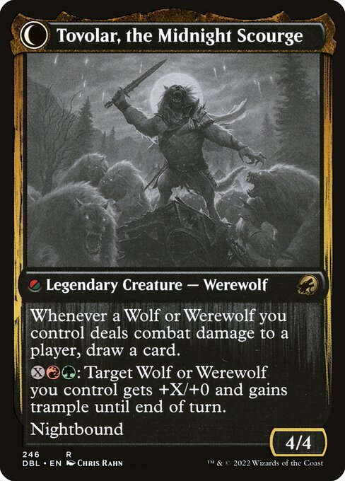 Tovolar, Dire Overlord // Tovolar, the Midnight Scourge — art by Chris Rahn