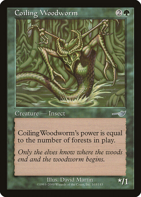 Coiling Woodworm — art by David Martin