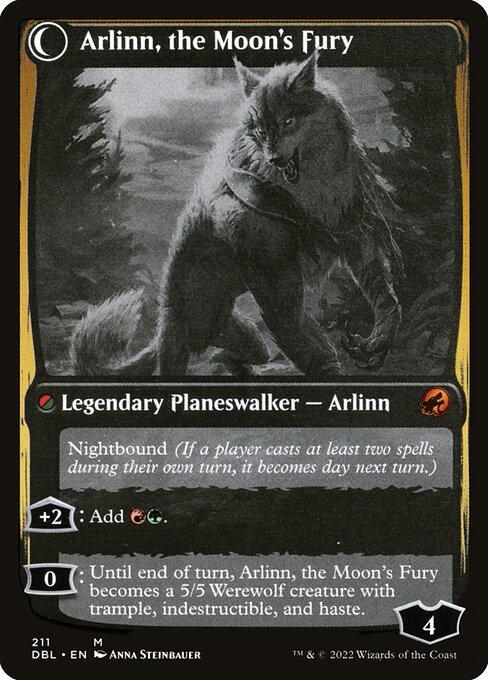 Arlinn, the Pack's Hope // Arlinn, the Moon's Fury — art by Anna Steinbauer