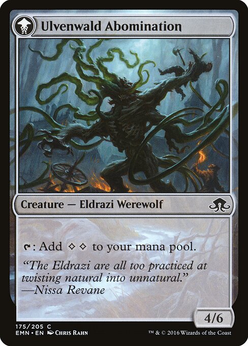 Ulvenwald Captive // Ulvenwald Abomination — art by Chris Rahn