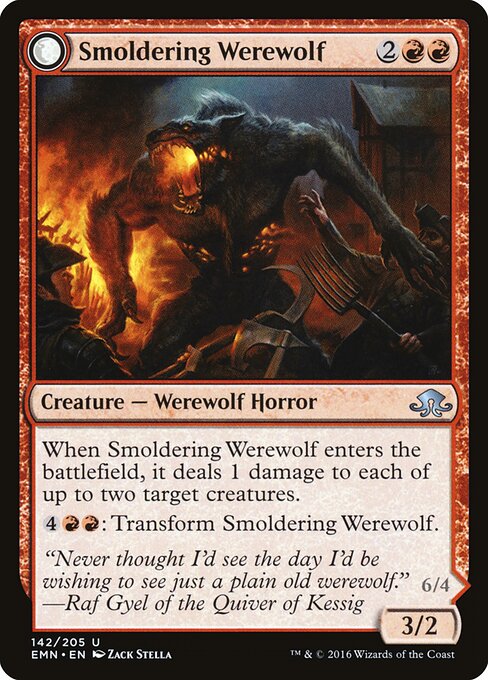 Smoldering Werewolf // Erupting Dreadwolf — art by Zack Stella