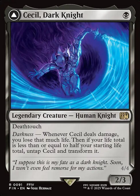 Cecil, Dark Knight // Cecil, Redeemed Paladin — art by Josu Hernaiz