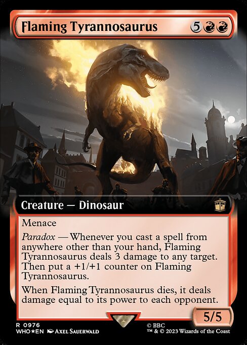 Flaming Tyrannosaurus — art by Axel Sauerwald