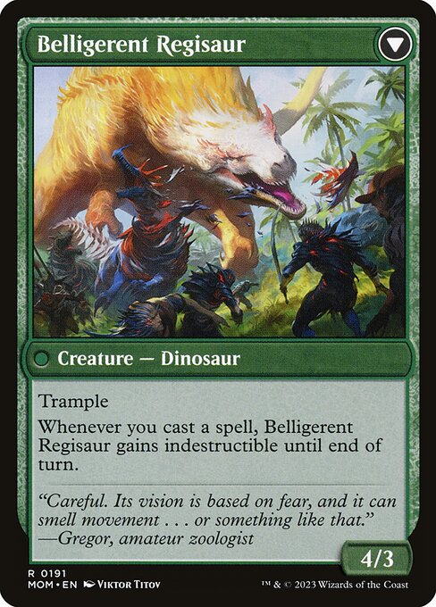 Invasion of Ixalan // Belligerent Regisaur — art by Viktor Titov