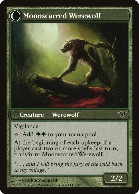 Scorned Villager // Moonscarred Werewolf — art by Cynthia Sheppard