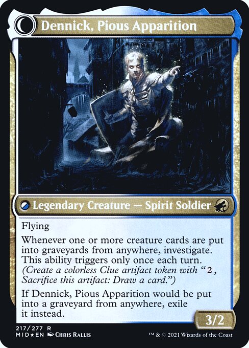 Dennick, Pious Apprentice // Dennick, Pious Apparition — art by Chris Rallis