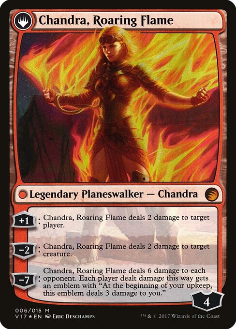 Chandra, Fire of Kaladesh // Chandra, Roaring Flame — art by Eric Deschamps