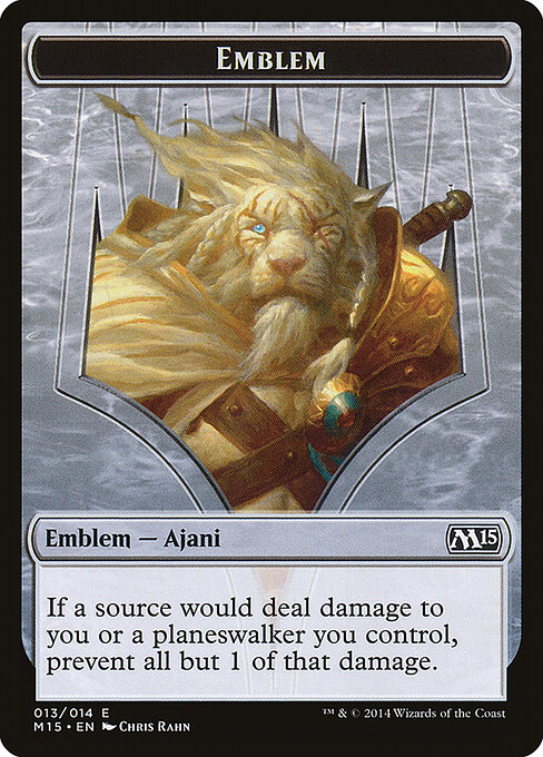 Ajani Steadfast Emblem — art by Chris Rahn