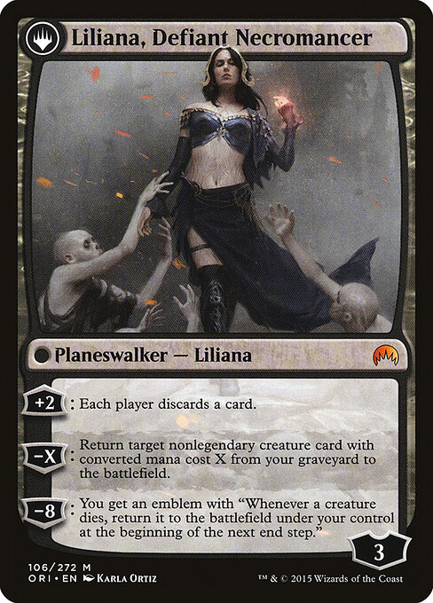 Liliana, Heretical Healer // Liliana, Defiant Necromancer — art by Karla Ortiz