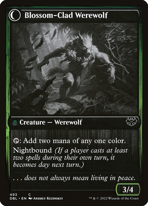 Weaver of Blossoms // Blossom-Clad Werewolf — art by Andrey Kuzinskiy