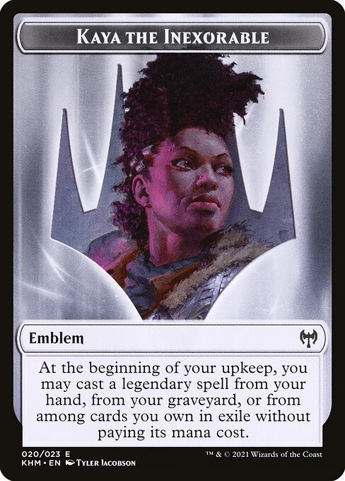 Kaya the Inexorable Emblem — art by Tyler Jacobson