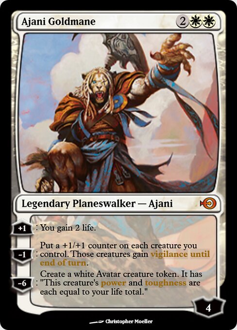 Ajani Goldmane — art by Christopher Moeller