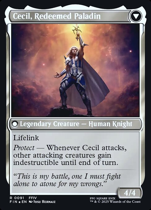 Cecil, Dark Knight // Cecil, Redeemed Paladin — art by Josu Hernaiz