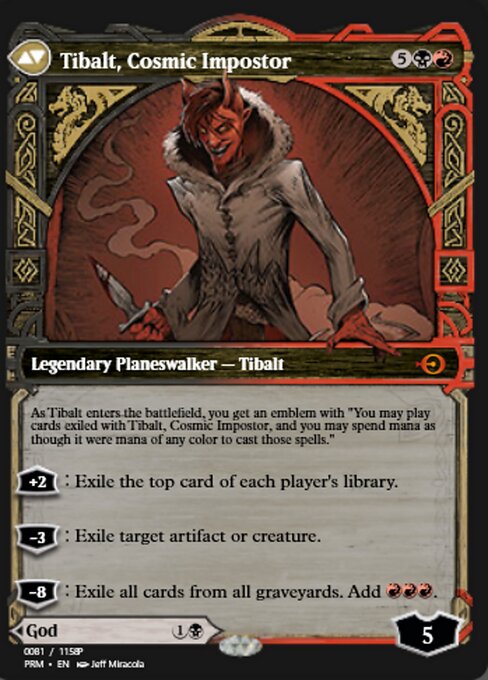 Valki, God of Lies // Tibalt, Cosmic Impostor — art by Jeff Miracola