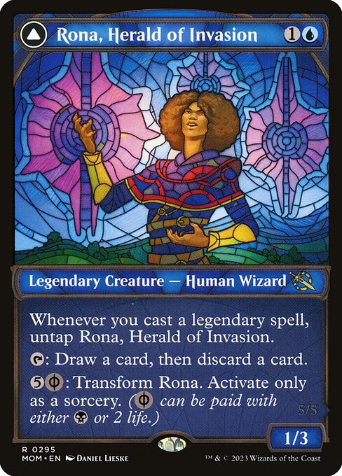 Rona, Herald of Invasion // Rona, Tolarian Obliterator — art by Daniel Lieske