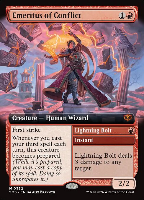 Emeritus of Conflict // Lightning Bolt — art by Alix Branwyn