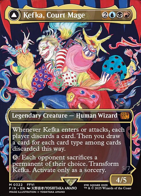 Kefka, Court Mage // Kefka, Ruler of Ruin — art by Yoshitaka Amano