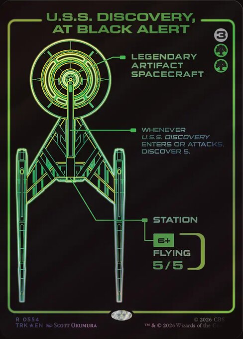 U.S.S. Discovery, at Black Alert — art by Scott Okumura