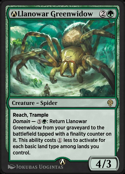 A-Llanowar Greenwidow — art by Jokubas Uogintas