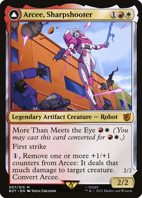 Arcee, Sharpshooter // Arcee, Acrobatic Coupe — art by Volta Creation