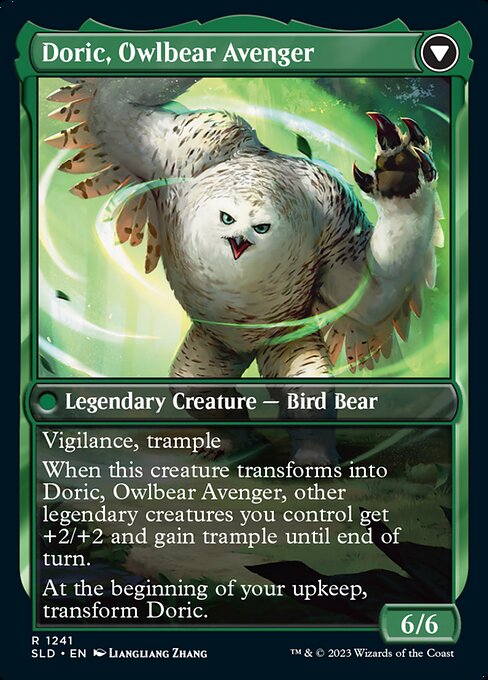 Casal, Lurkwood Pathfinder // Casal, Pathbreaker Owlbear — art by Liangliang Zhang